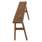 Banc en teck recyclé naturel pieds tréteaux – 80x17 cm