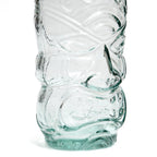 Verre tiki sculpté en verre recyclé transparent bleu