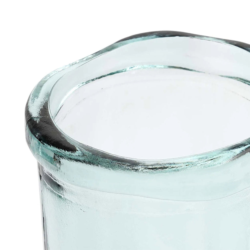 Vase en verre recyclé vert aqua col ondulé – H28 cm