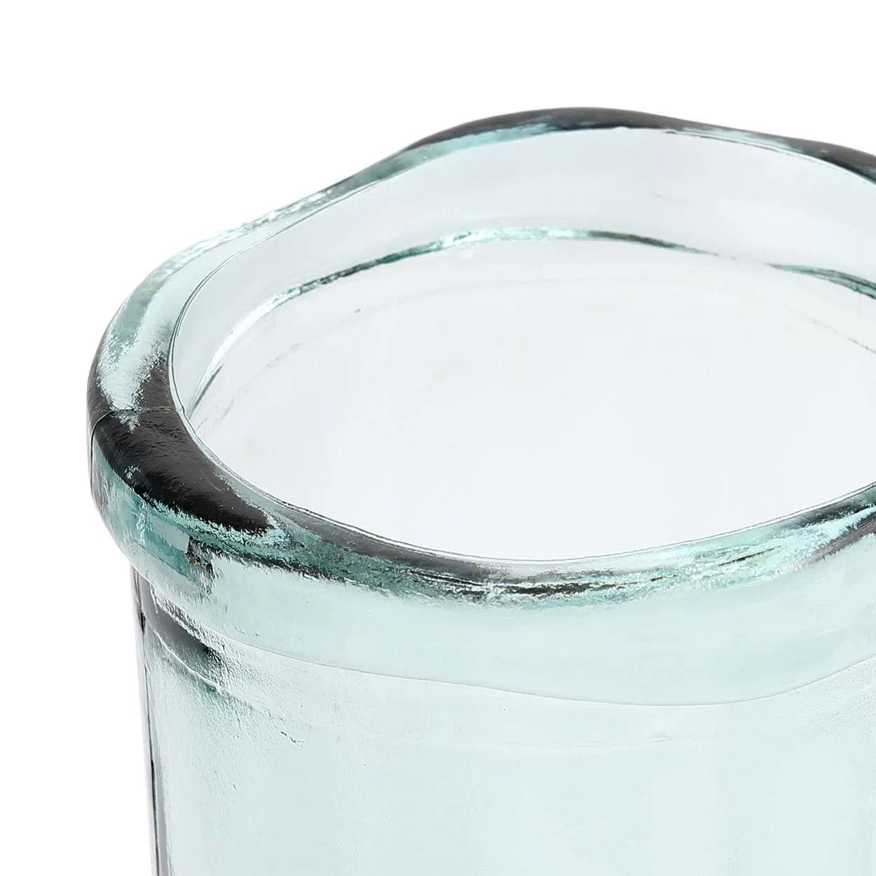 Vase en verre recyclé vert aqua col ondulé – H28 cm