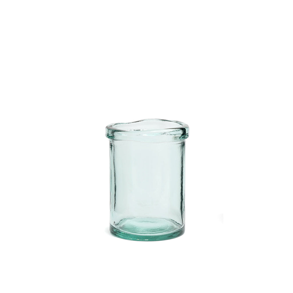 Vase en verre recyclé bleu 20 cm au design épuré