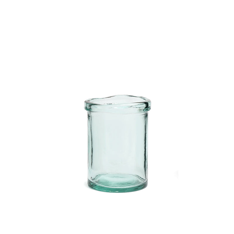 Vase en verre recyclé bleu 20 cm au design épuré