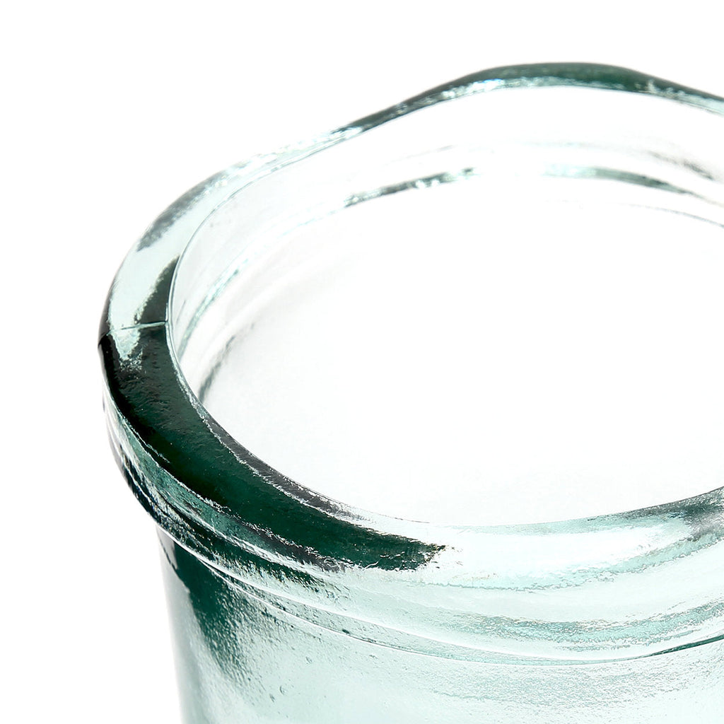 Vase en verre recyclé bleu 20 cm au design épuré