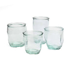 Verre cylindrique bleu en verre recyclé – H10,5 cm