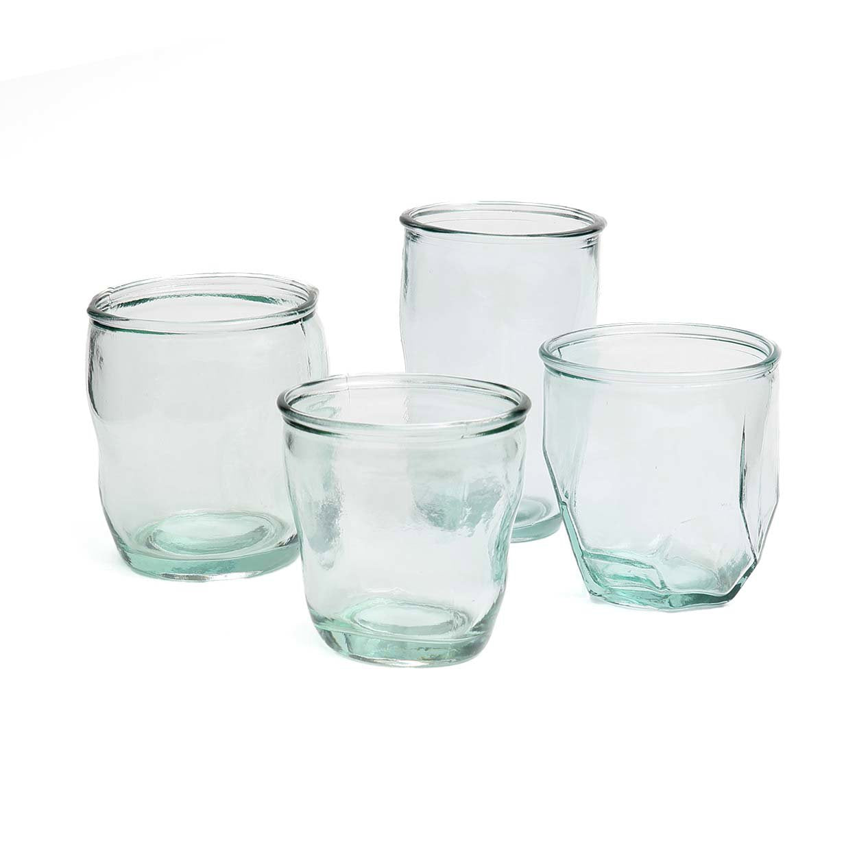 Verre cylindrique bleu en verre recyclé – H10,5 cm