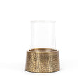 Photophore en laiton doré motif croco avec verre cylindrique – H24 cm