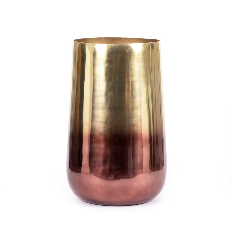 Cache-pot en métal doré effet dégradé cuivré pour plantes – H55 cm