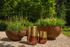 Cache-pot en métal doré effet dégradé cuivré pour plantes – H55 cm