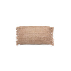 Housse de coussin beige en coton avec franges - 30x50 cm