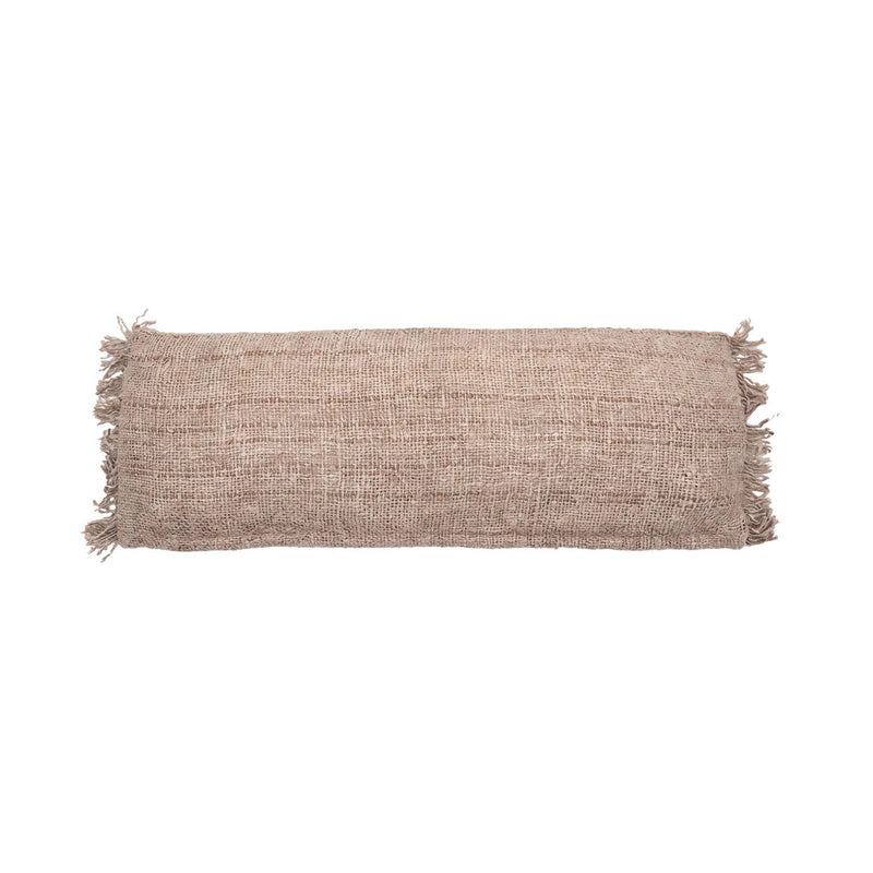 Housse de coussin rectangulaire beige coton - 35x100 cm