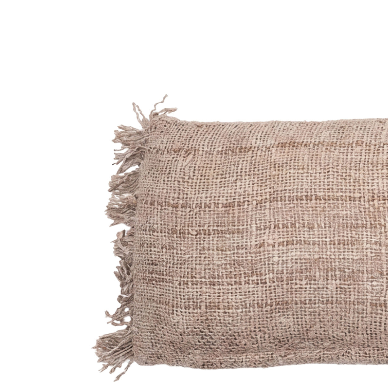 Housse de coussin rectangulaire beige coton - 35x100 cm