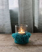 Photophore en coton tricoté – Aqua tressé – H11 cm