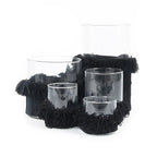 Porte-bougie en velours noir – Cylindrique et texturé