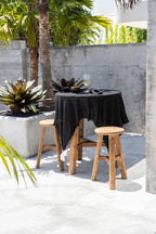Nappe carrée en lin noir 150x150 cm pour table à manger