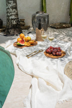 Nappe en lin blanc carré - 150x150 cm