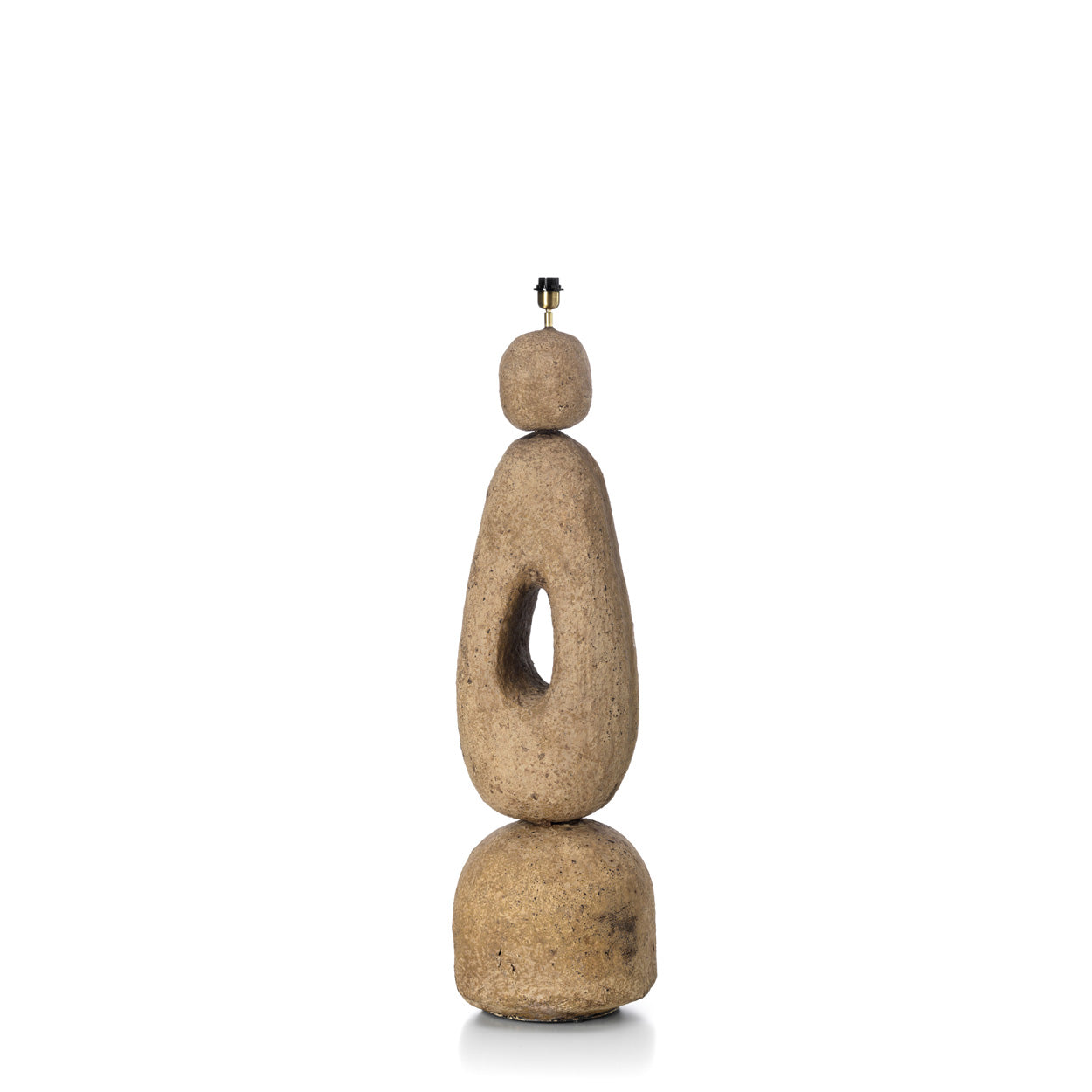 Lampadaire en papier mâché sculptural brun terre pour salon – H123 cm XL