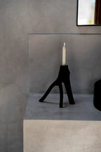 Porte-bougie sculptural noir en forme de brindilles naturelles