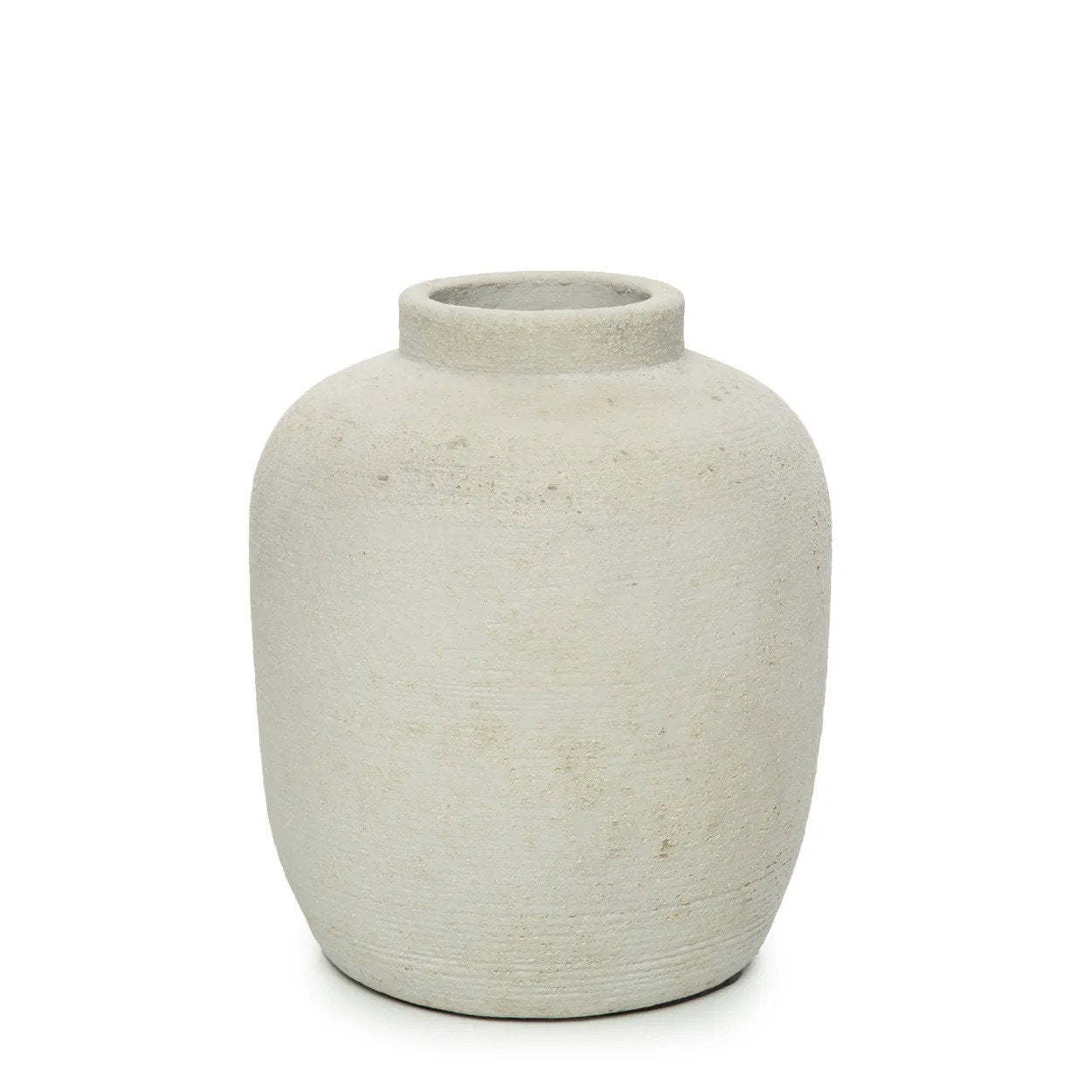 Vase cylindrique en terre cuite effet béton beige – H22 cm