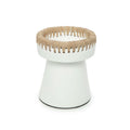 Porte-bougie en terre cuite blanche finition raphia naturel – H16 cm