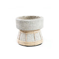 Bougeoir en terre cuite et rotin gris béton 12 cm