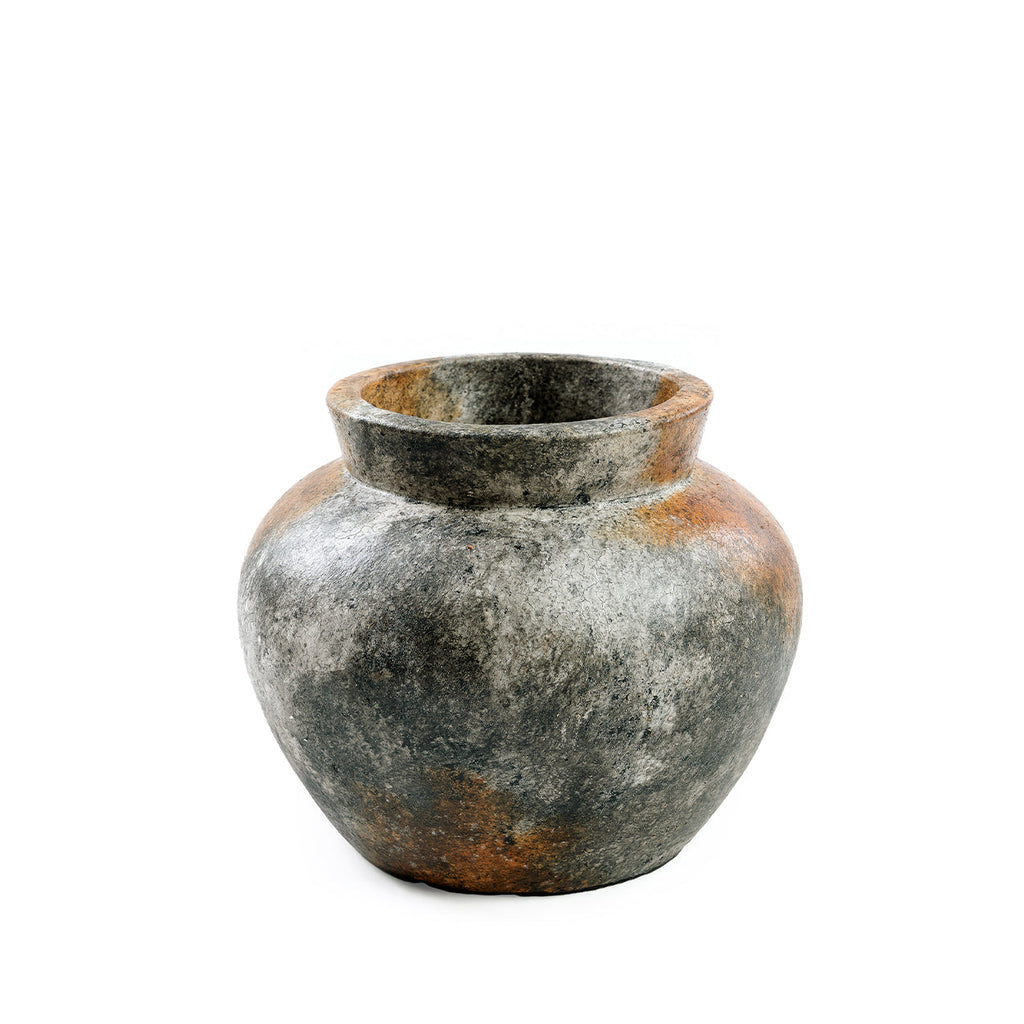Vase en terre cuite gris antique 19 cm pour fleurs sèches