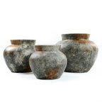 Vase en terre cuite gris antique 19 cm pour fleurs sèches