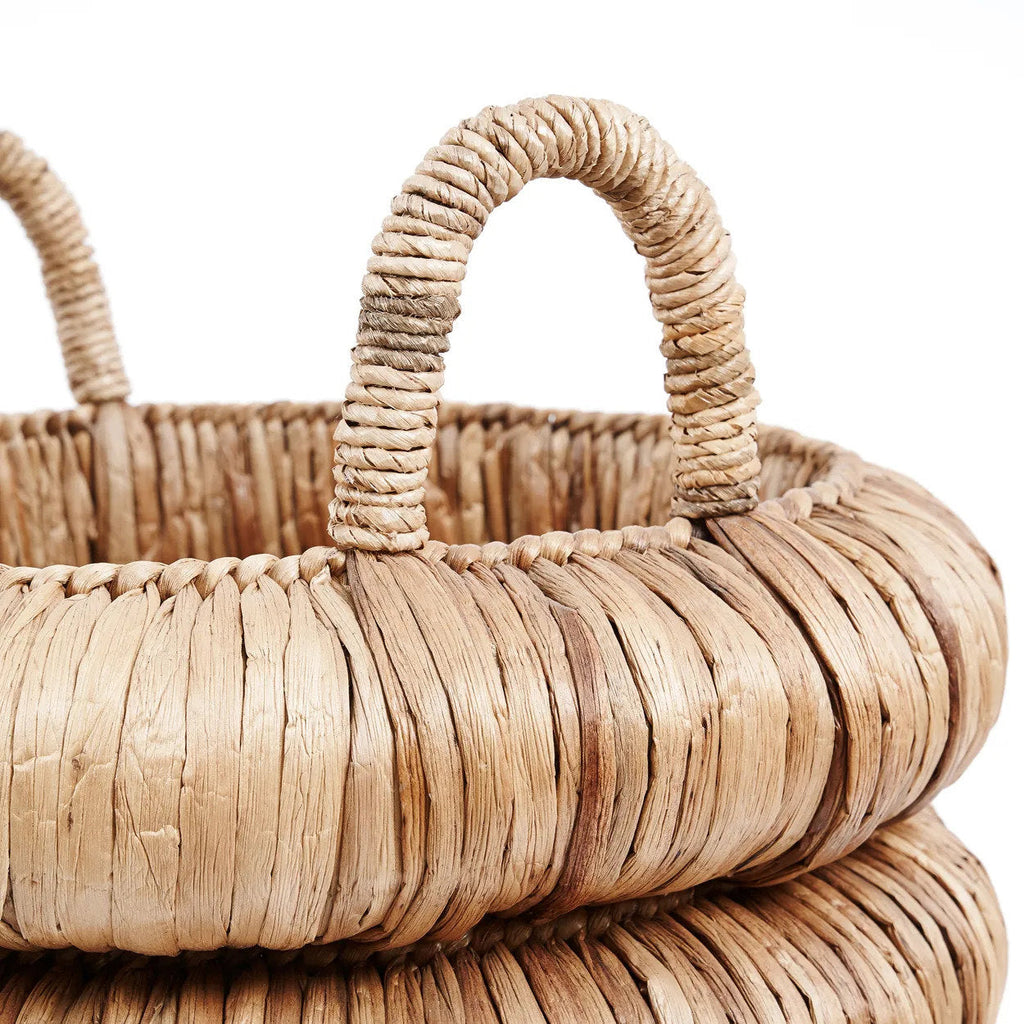 Panier en jacinthe d'eau naturel avec poignées 66 cm