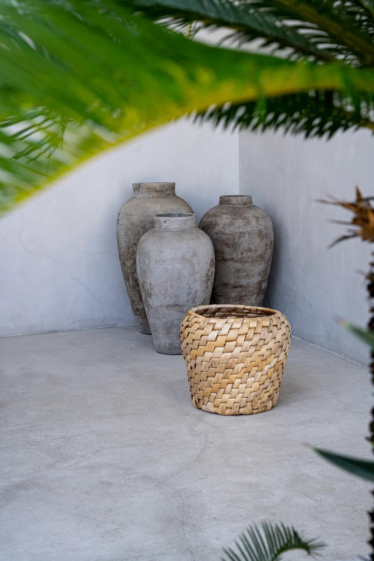 Panier en jacinthe d'eau tressée – Ø41 cm
