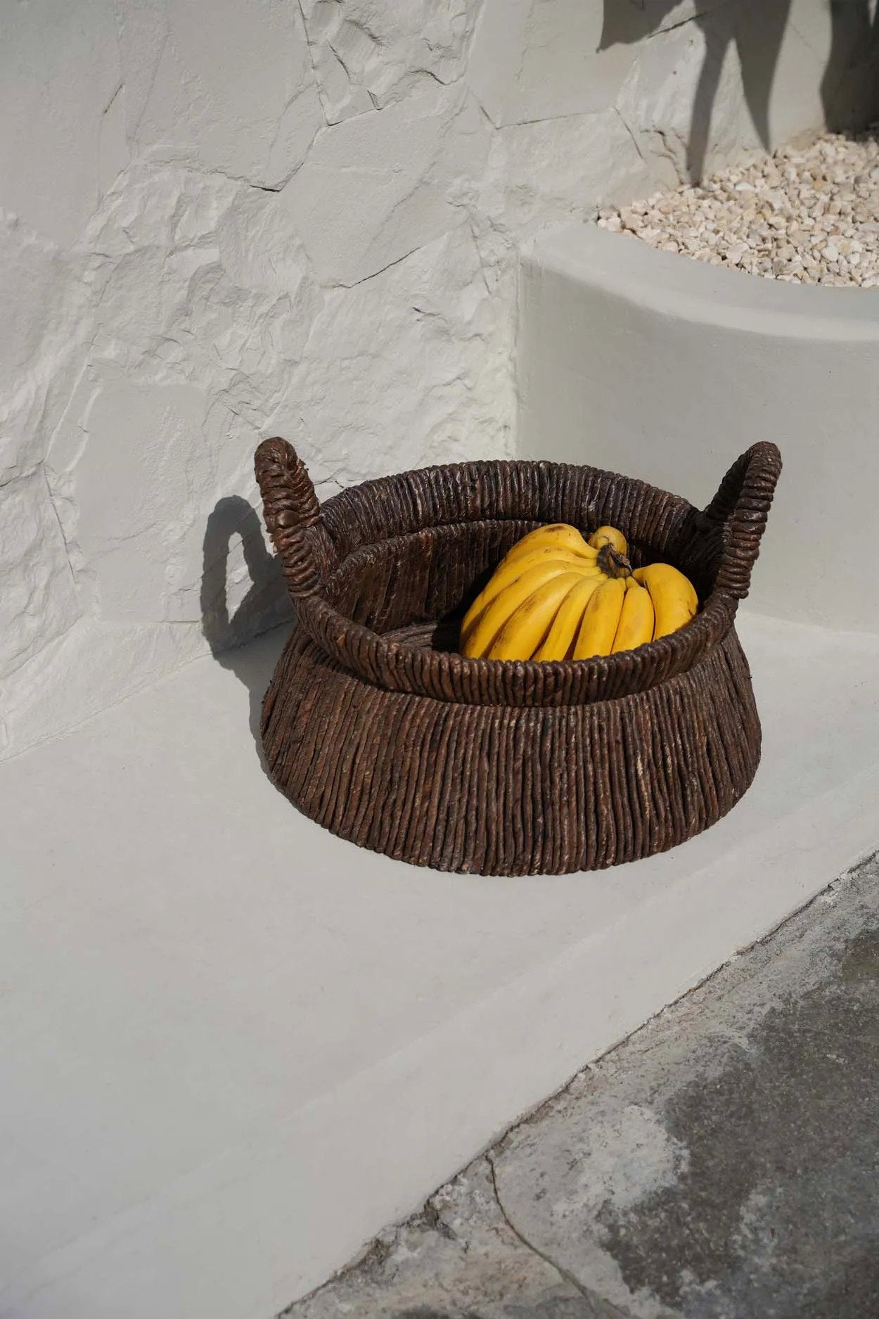 Panier en feuille de bananier tressé 42x26 cm