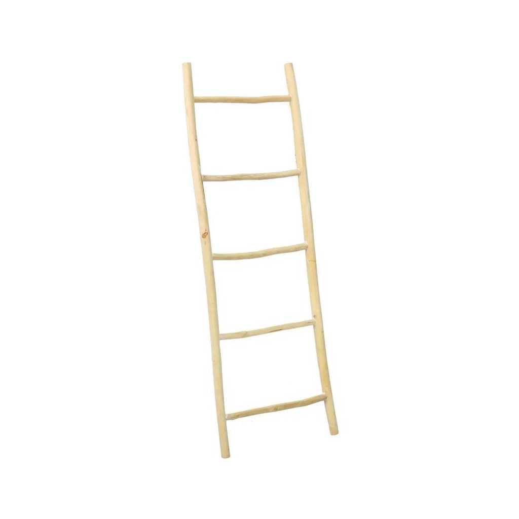 Échelle décorative en teck naturel – Structure asymétrique – H165 cm