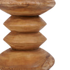 Tabouret en bois de teck massif forme sablier naturel – H45 cm