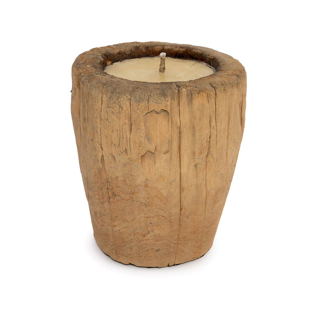 Bougie tronc en bois brut naturel aspect rustique