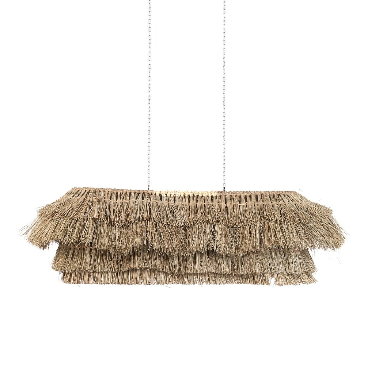 Suspension frangée en fibres naturelles beige paille – 140x60 cm