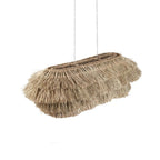 Suspension frangée en fibres naturelles beige paille – 140x60 cm