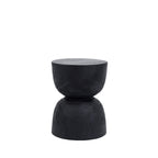 Tabouret cylindrique en bois de suar noir à finition lisse – H45 cm