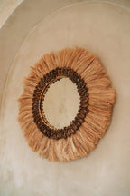 Miroir mural en herbe naturelle ronde 60 cm
