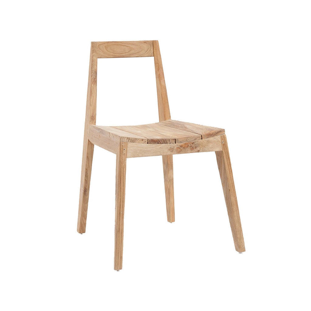 Chaise de salle à manger en teck recyclé naturel pour intérieur et extérieur