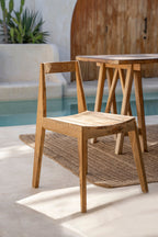 Chaise de salle à manger en teck recyclé naturel pour intérieur et extérieur