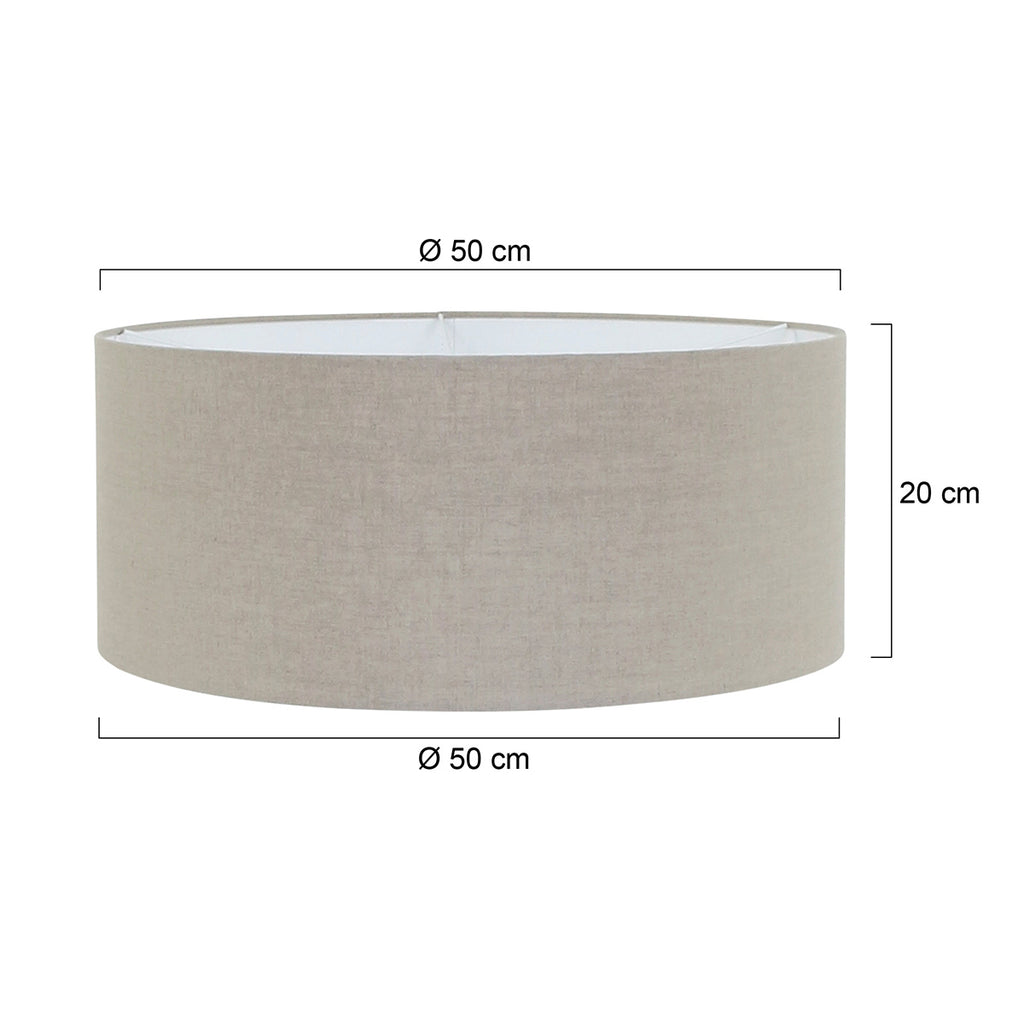 Abat-jour cylindrique en lin beige grisé pour lampe E27 – Ø50 cm
