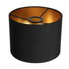 Abat-jour cylindrique en lin noir intérieur doré E27 – Ø20 cm