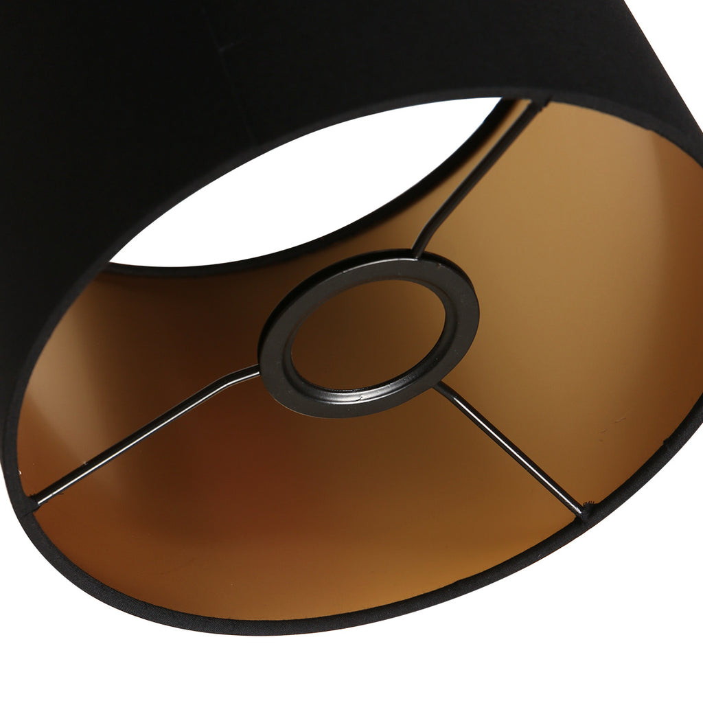 Abat-jour cylindrique en lin noir intérieur doré E27 – Ø20 cm
