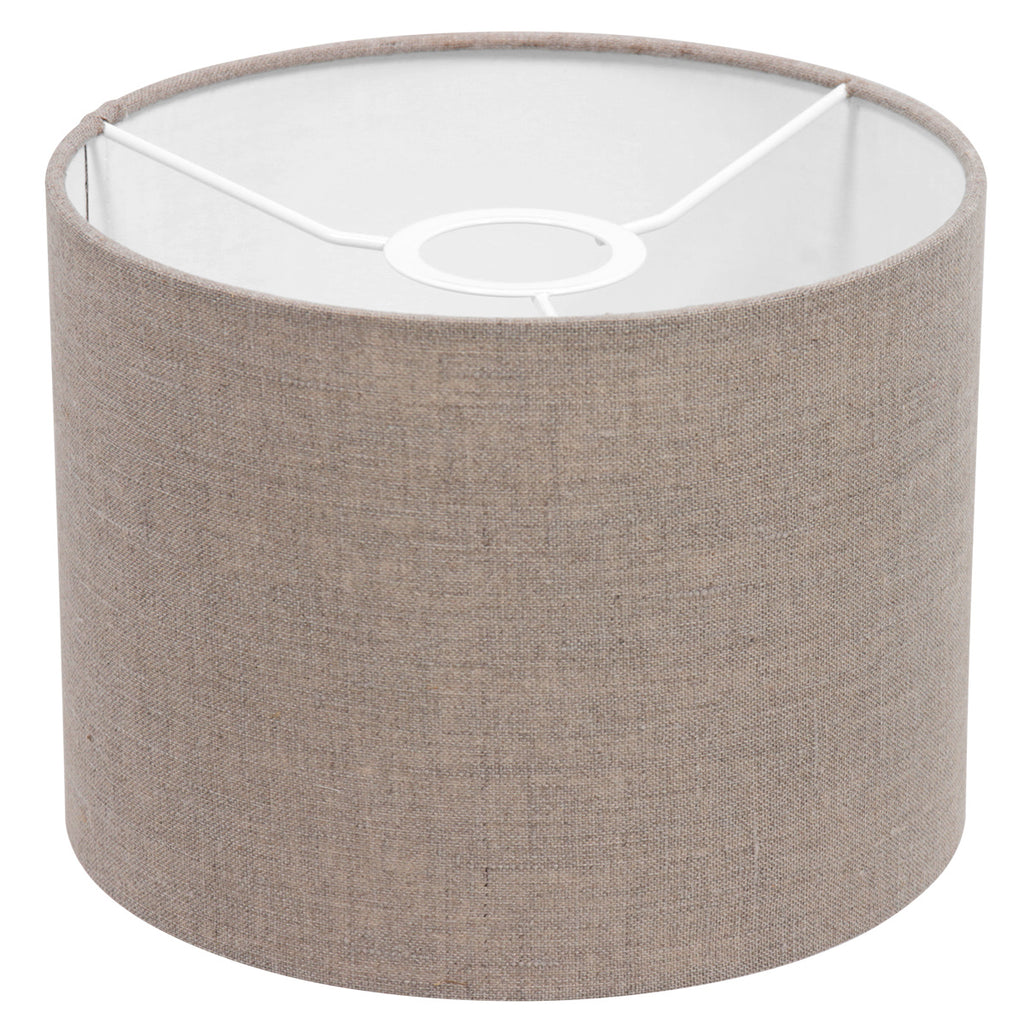 Abat-jour cylindrique en lin gris effet tissé pour lampe E27 – Ø20 cm