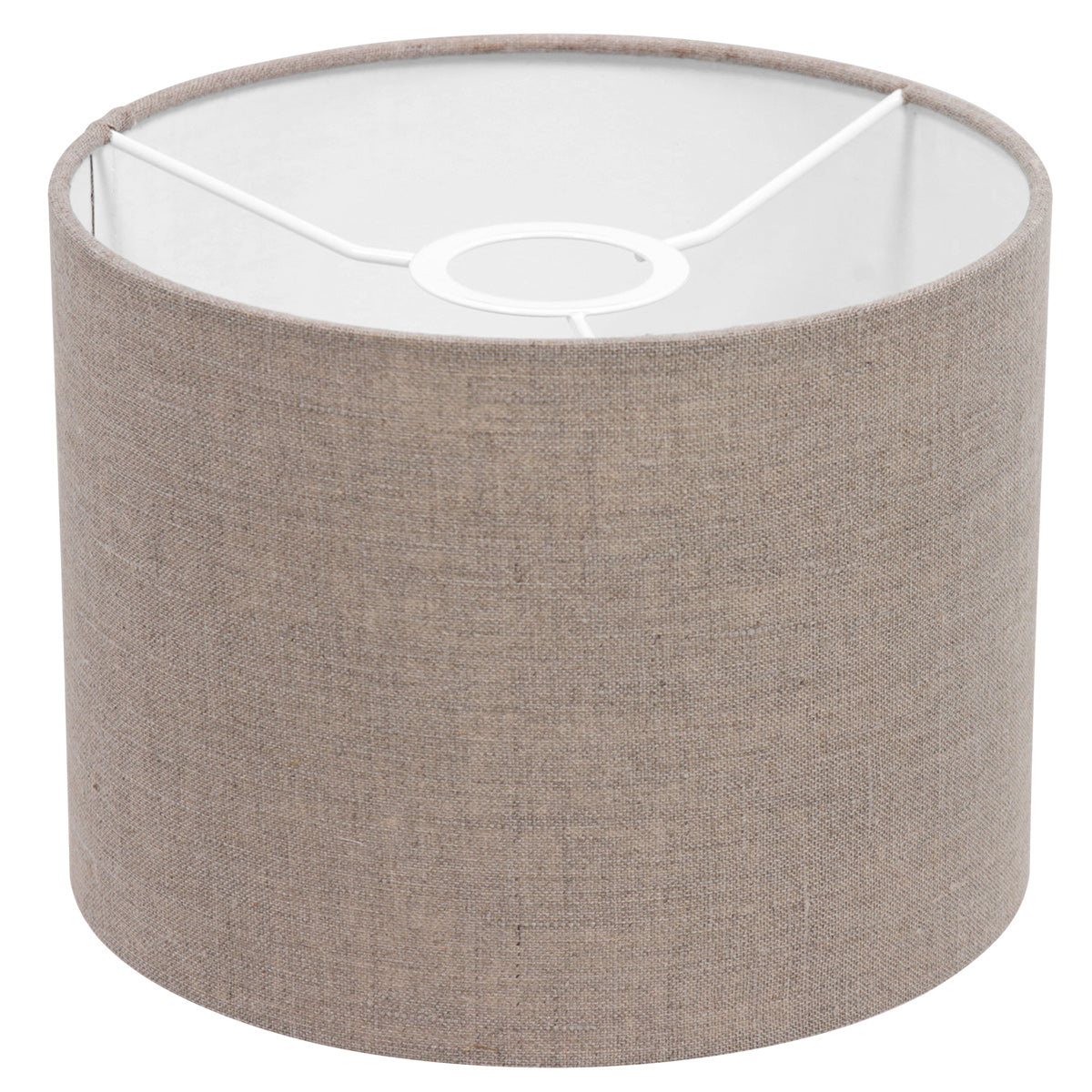 Abat-jour cylindrique en lin gris effet tissé pour lampe E27 – Ø20 cm
