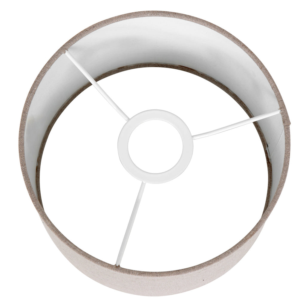 Abat-jour cylindrique en lin gris effet tissé pour lampe E27 – Ø20 cm
