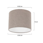 Abat-jour cylindrique en lin gris effet tissé pour lampe E27 – Ø20 cm