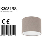 Abat-jour cylindrique en lin gris effet tissé pour lampe E27 – Ø20 cm