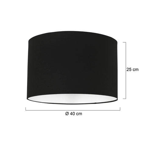 Abat-jour cylindrique en lin noir intérieur blanc – Ø40 cm