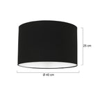 Abat-jour cylindrique en lin noir intérieur blanc – Ø40 cm
