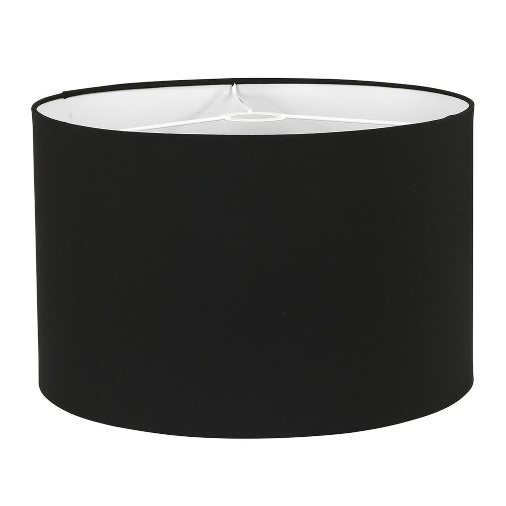 Abat-jour cylindrique en lin noir intérieur blanc – Ø40 cm