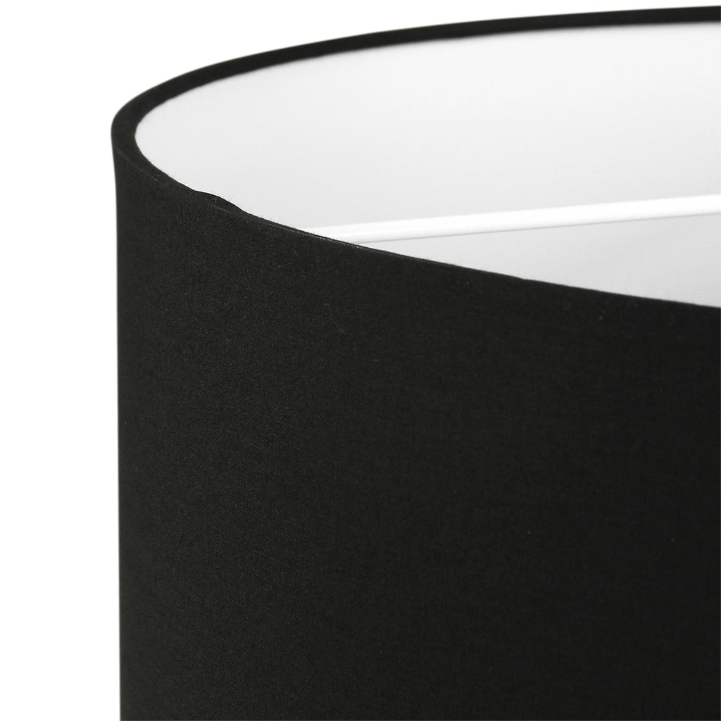 Abat-jour cylindrique en lin noir intérieur blanc – Ø40 cm